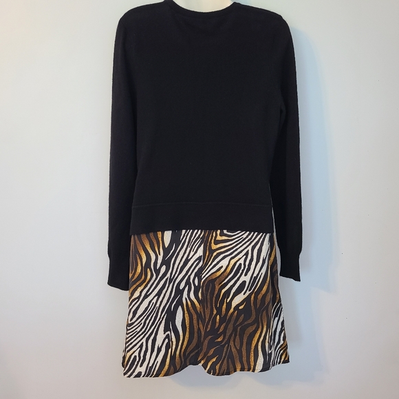 Equipment Femme Shirley M Layered Cashmere/Silk Dress Animal Whimsigoth Mobwife - Picture 3 of 15